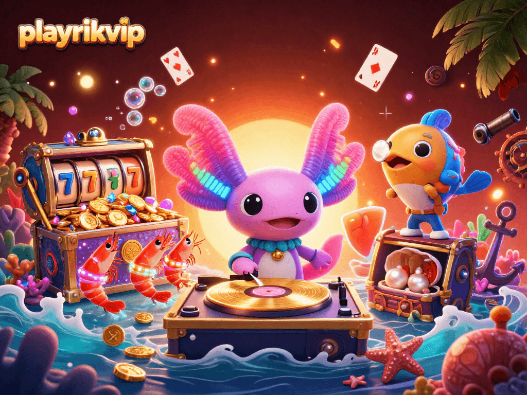 Experience the fun at playrikvip with a vibrant underwater casino world featuring slot elements.