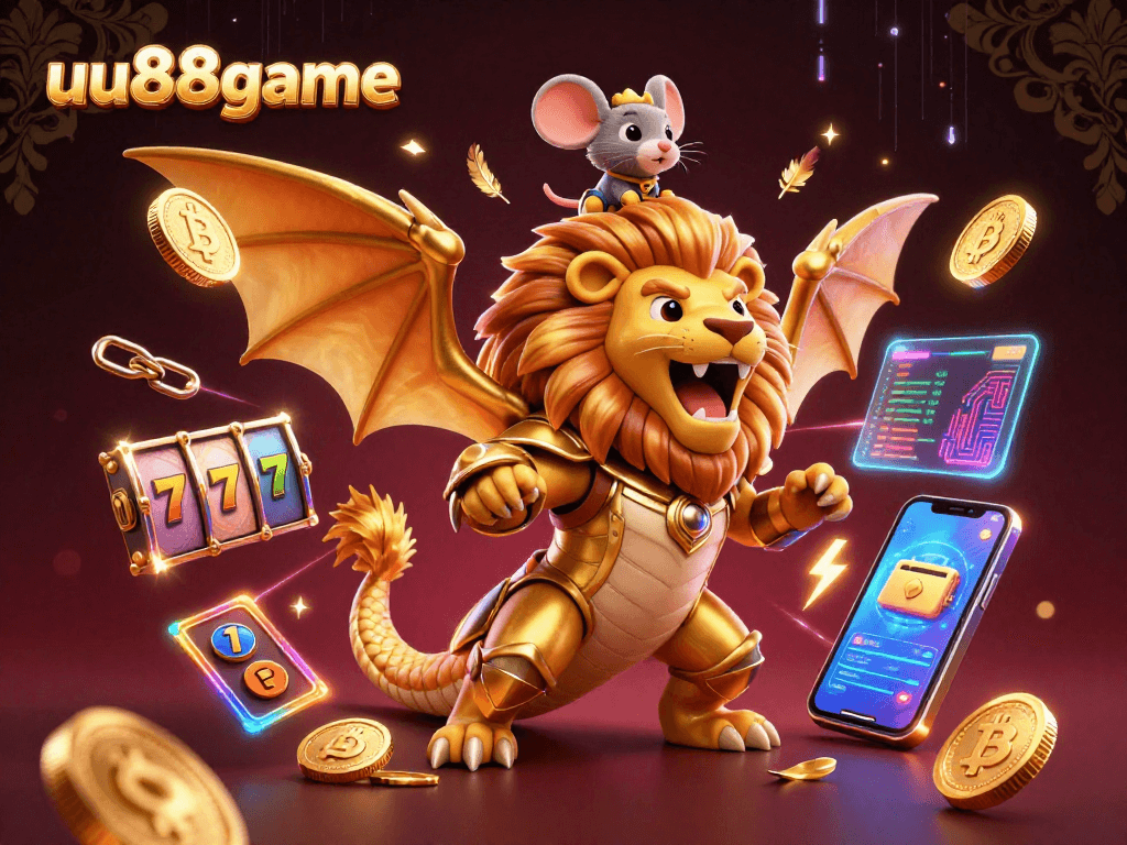 Engage with thrilling uu88game experiences featuring a roaring chimera and crypto elements.