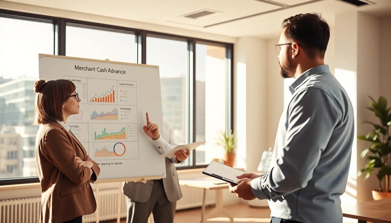 Explore risks of merchant cash advance during a financial strategy meeting.