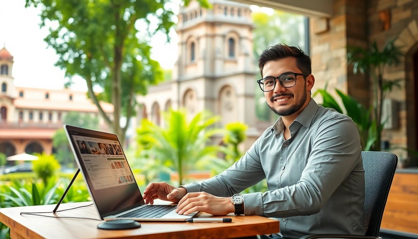 Engaging marketing expert Melaka providing insights in a contemporary office setting.