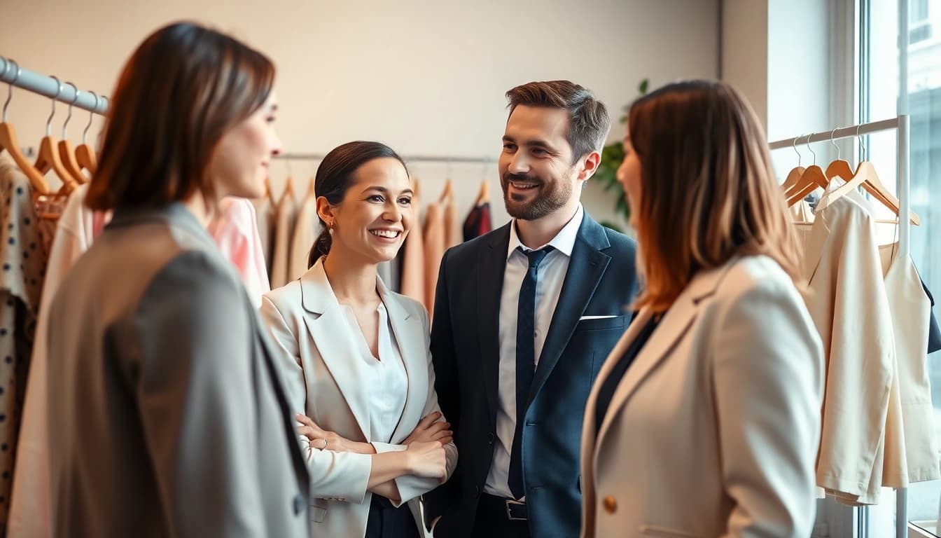 Consulenza d'immagine Milano con un esperto mentre guida un cliente in un elegante studio.
