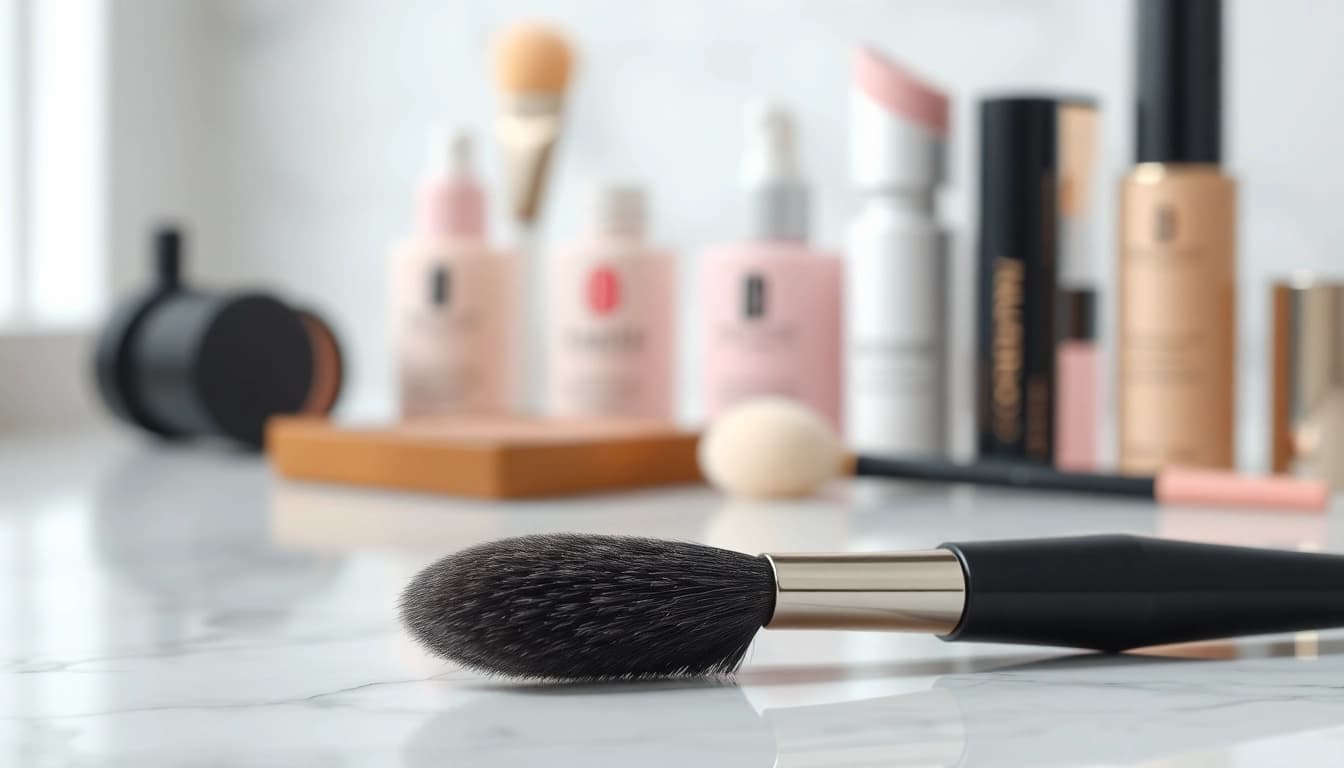 Application of angled concealer brush showcasing its precision and versatility.