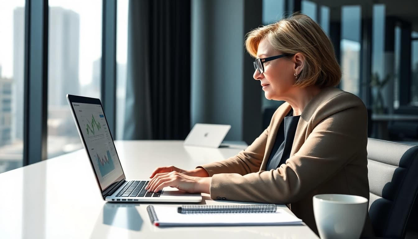Engaging revenue growth consultant Sacramento analyzing financial strategies in a modern office.