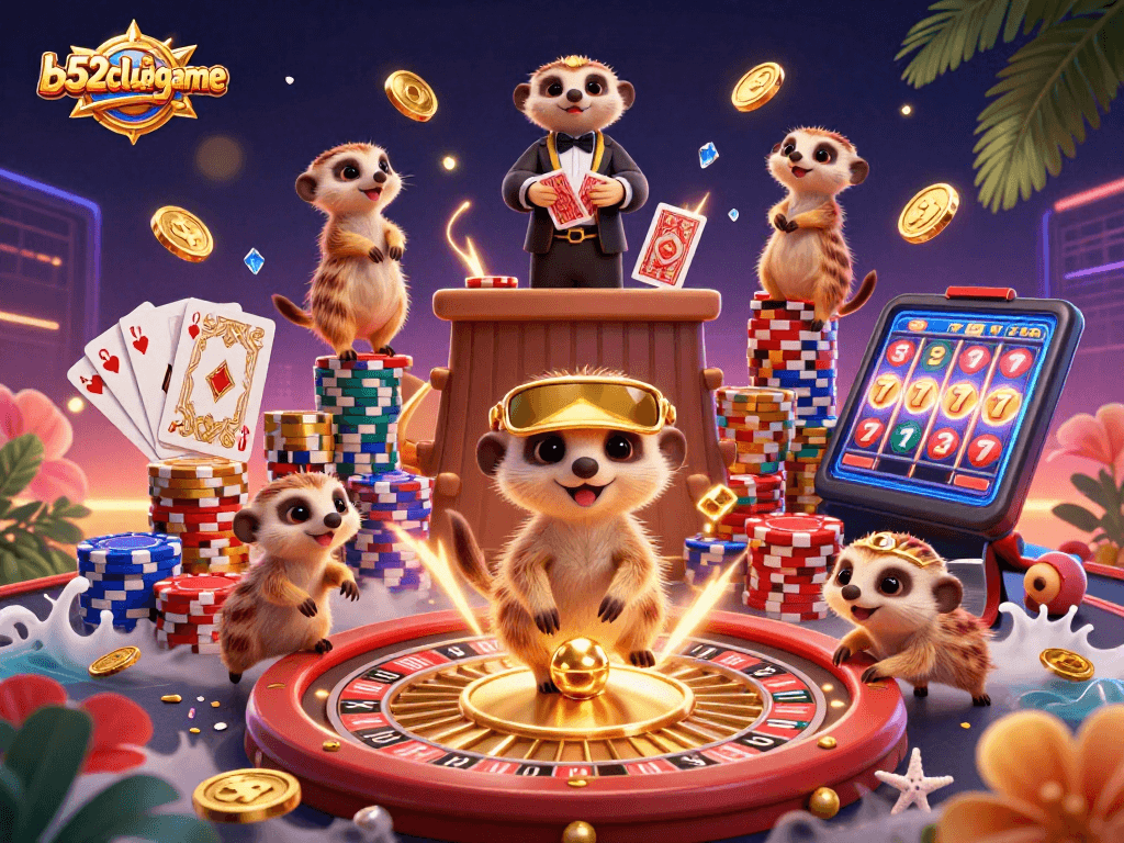 Engage with b52clubgame's thrilling action as meerkats run an elaborate casino with vibrant gaming elements.