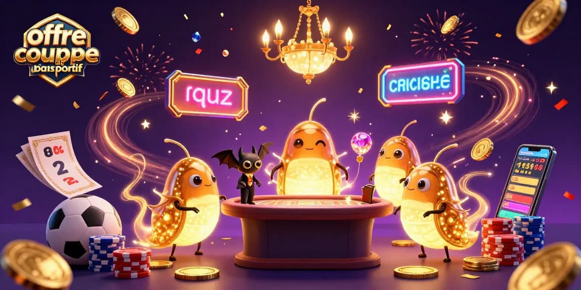 Pariez avec l'offre coupe du monde paris sportif dans un casino lumineux rempli de ballons et de confettis.