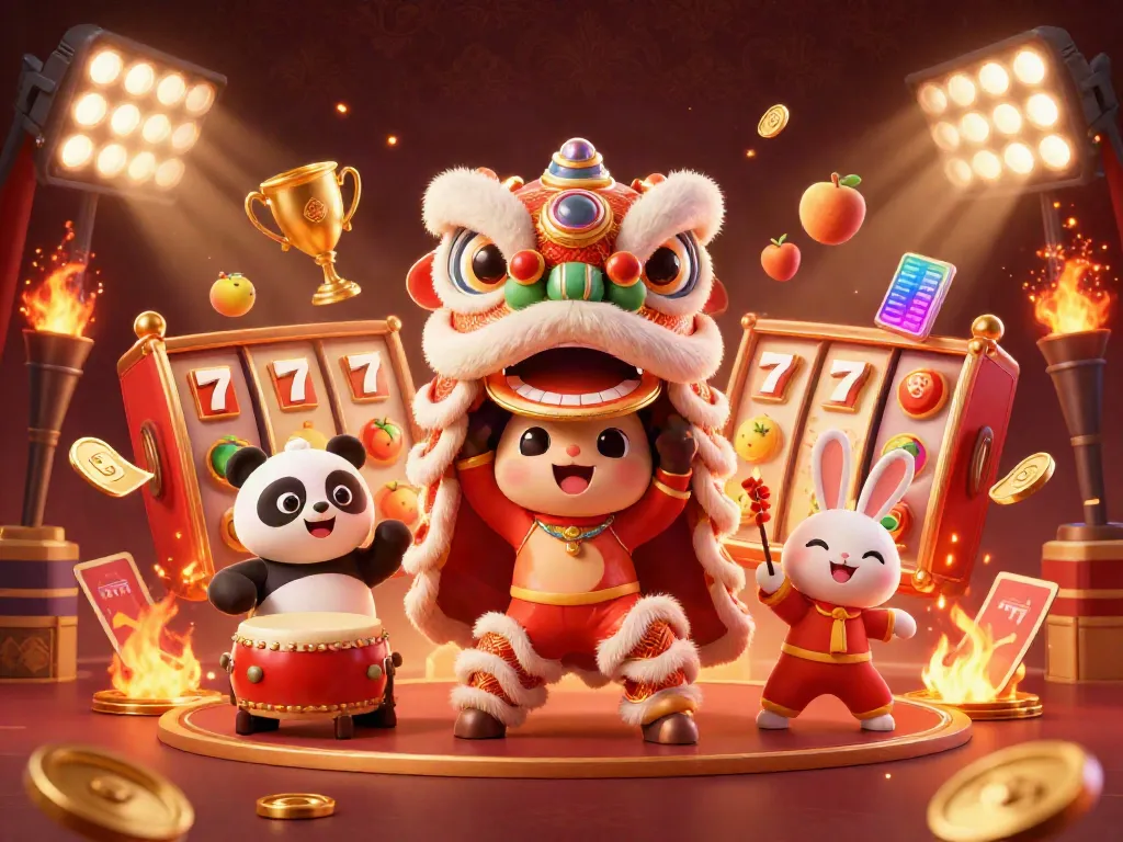 Experience thrilling N188 gaming with slots and dynamic characters in this vibrant 3D casino scene.