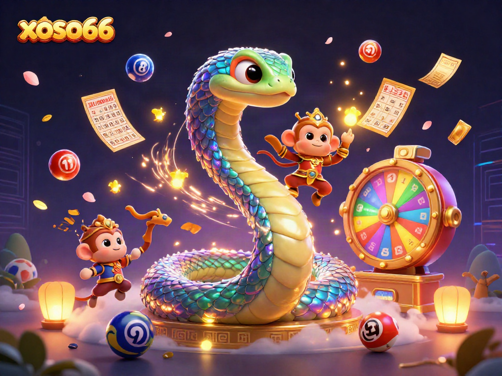 Xoso66 engages players with vibrant lottery elements and dynamic visuals in this stunning illustration.