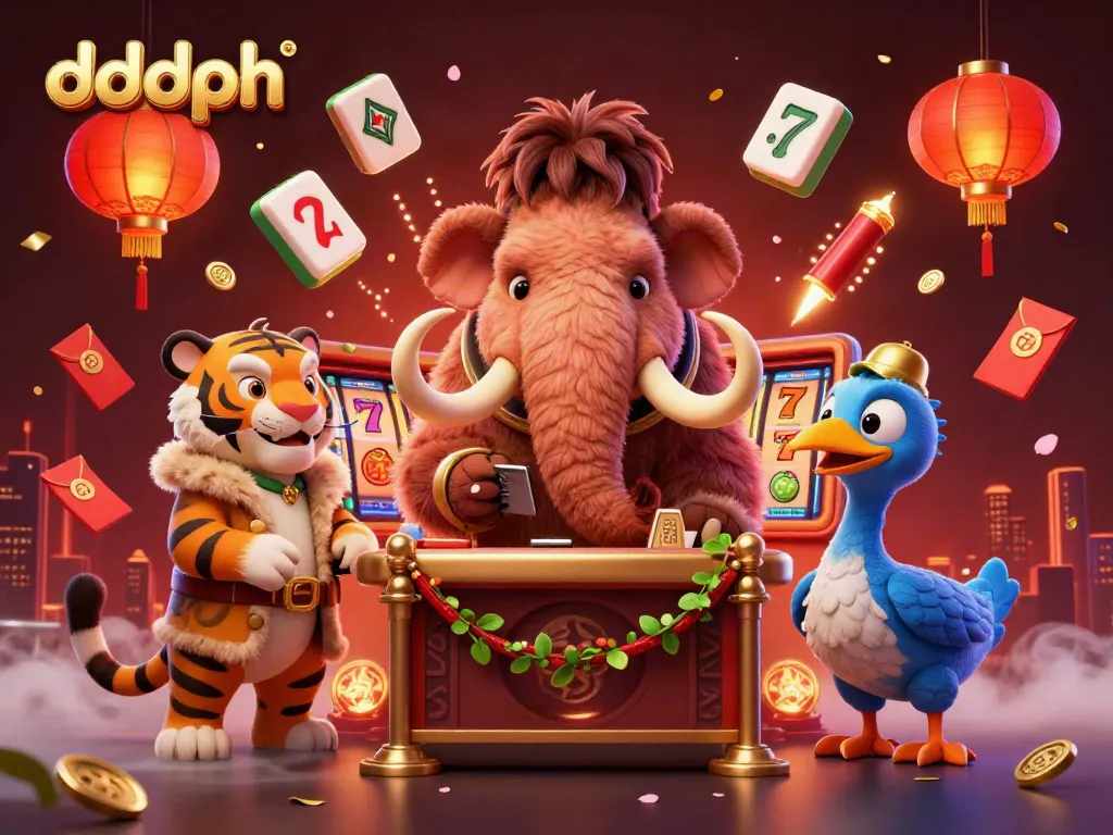 Experience the vibrant DDDPH casino scene with iconic characters amidst dynamic gaming elements.