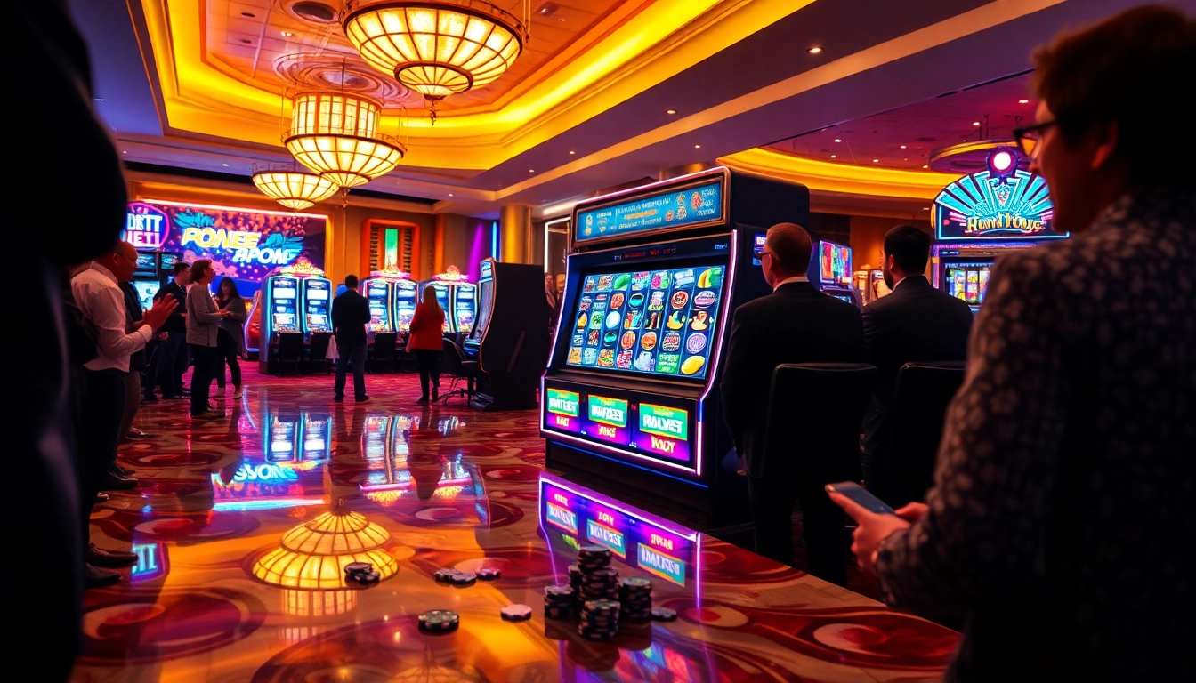 Slot gacor menang di mesin dengan pemain yang bersemangat di kasino.