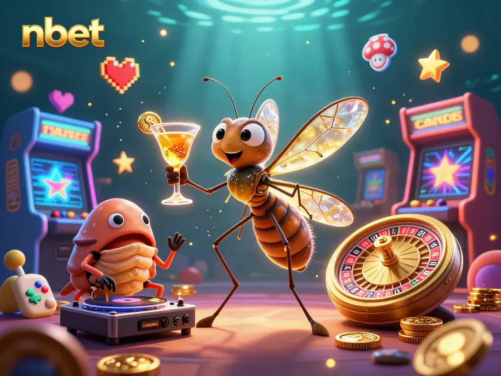 Experience the thrill of nbet with a vibrant 3D casino scene featuring unique characters and game elements.