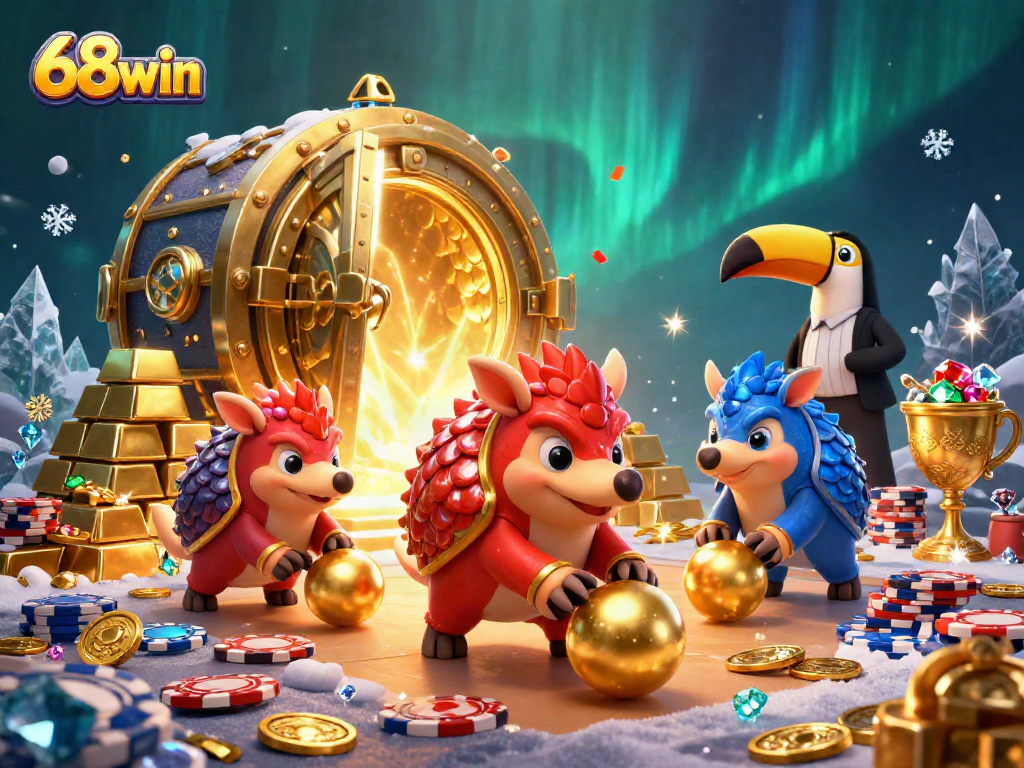 Experience thrilling gaming with the 68win pangolins bowling through poker chips in a vibrant casino!