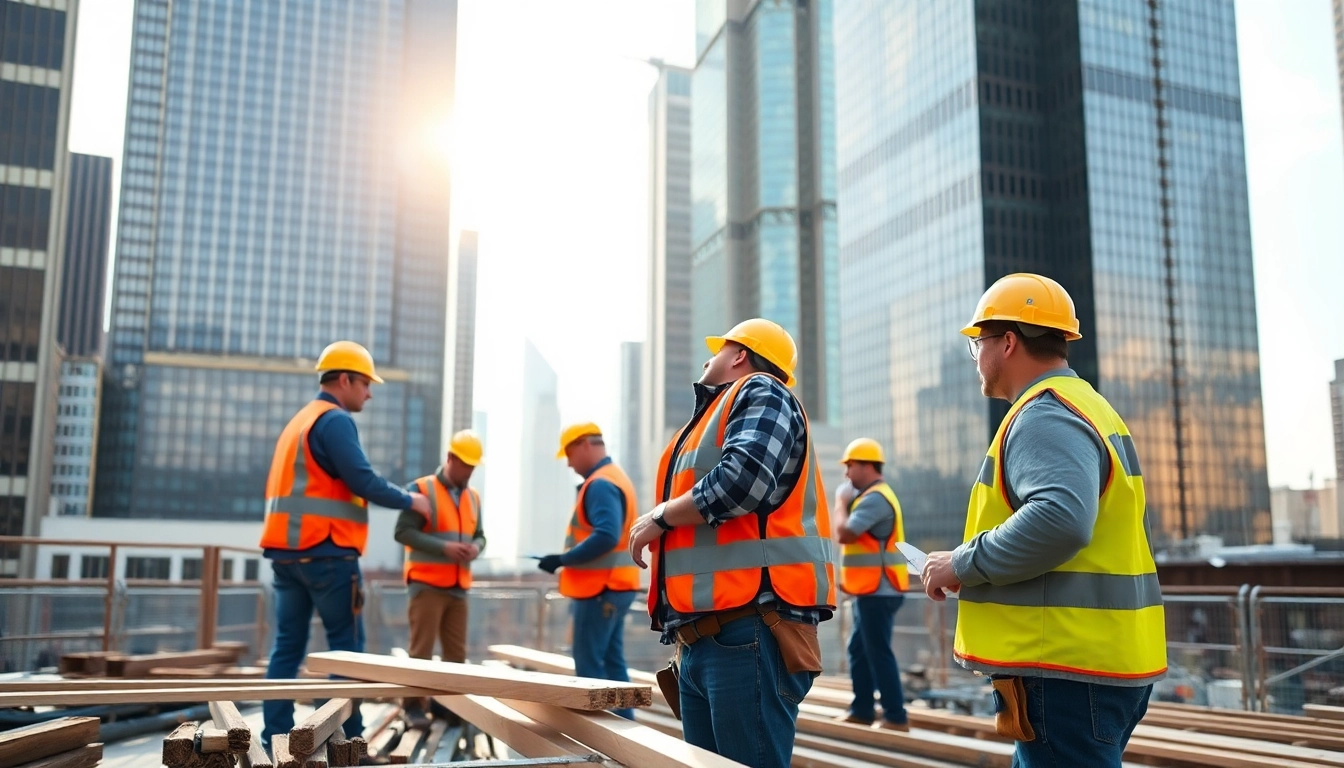New York City General Contractor supervising a construction site in an urban environment.