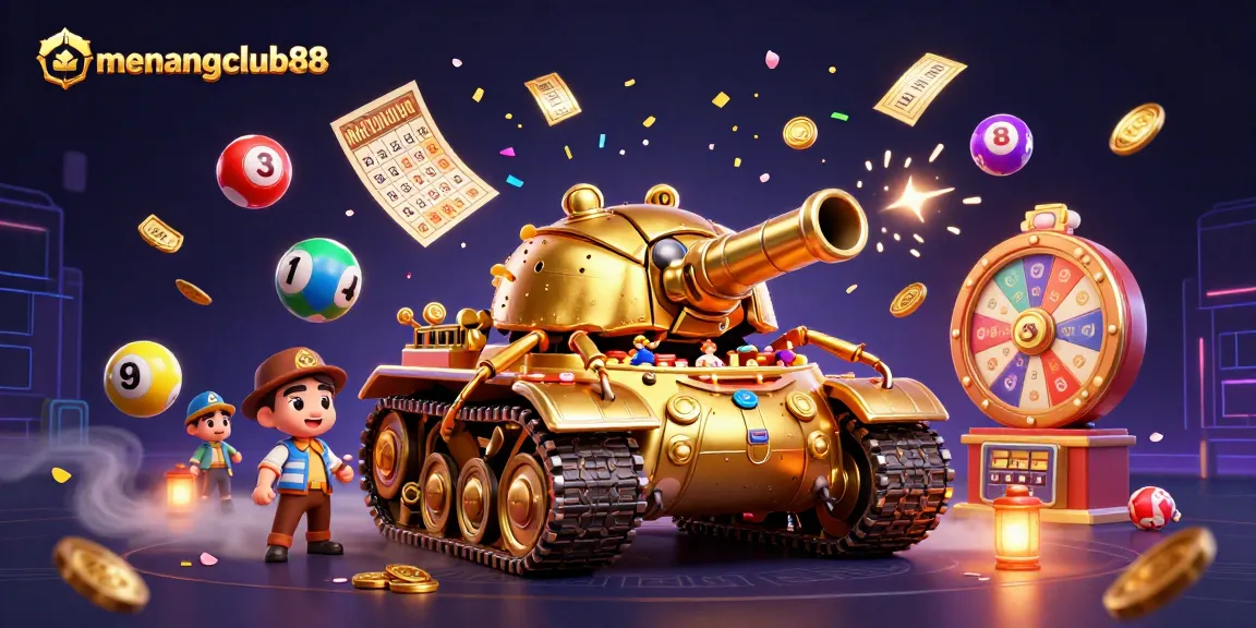 Experience lively betting action at menangclub88 featuring a golden beetle tank casino bursting with vibrant games and elements.