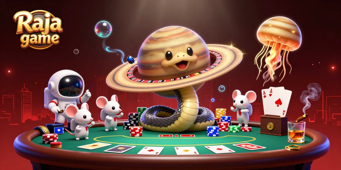 Bet on the engaging Raja game scene featuring a Saturn snake and cosmic dealer.