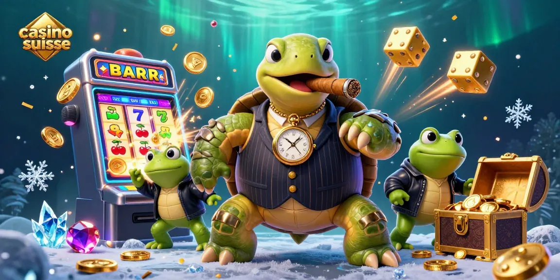 Visualiser le monde du casino suisse avec la tortue gangster et ses associés.
