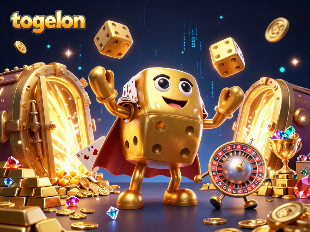 Engage in thrilling togelon action with a golden dice golem and dazzling casino treasures.
