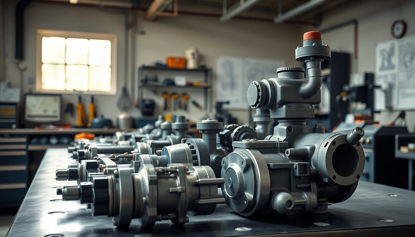 Showcasing fluid power systems components in a workshop, highlighting precision engineering.