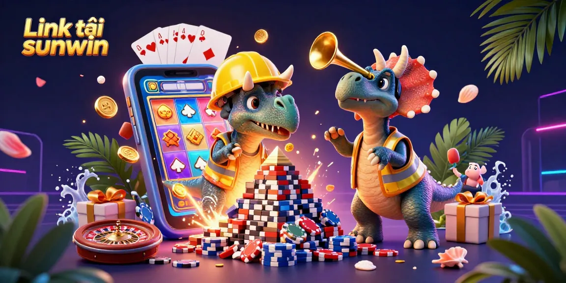 Engage with the thrilling world of gambling through the Link tải sunwin, showcasing a lively casino scene with interactive elements.
