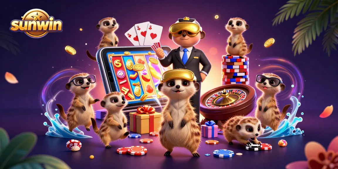 Play thrilling games at sunwin with meerkats managing an action-packed casino operation.