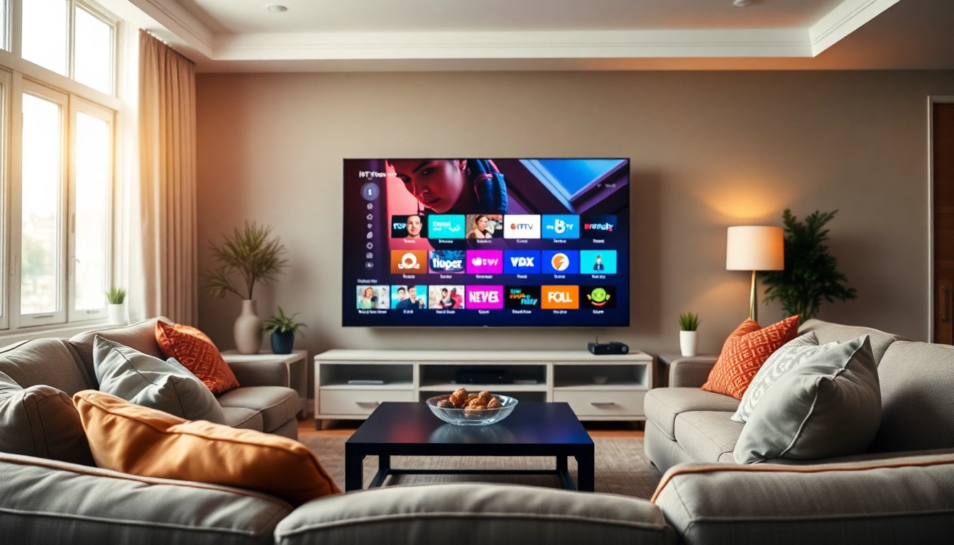 Buy IPTV subscription in US with an inviting living room showcasing IPTV streaming.