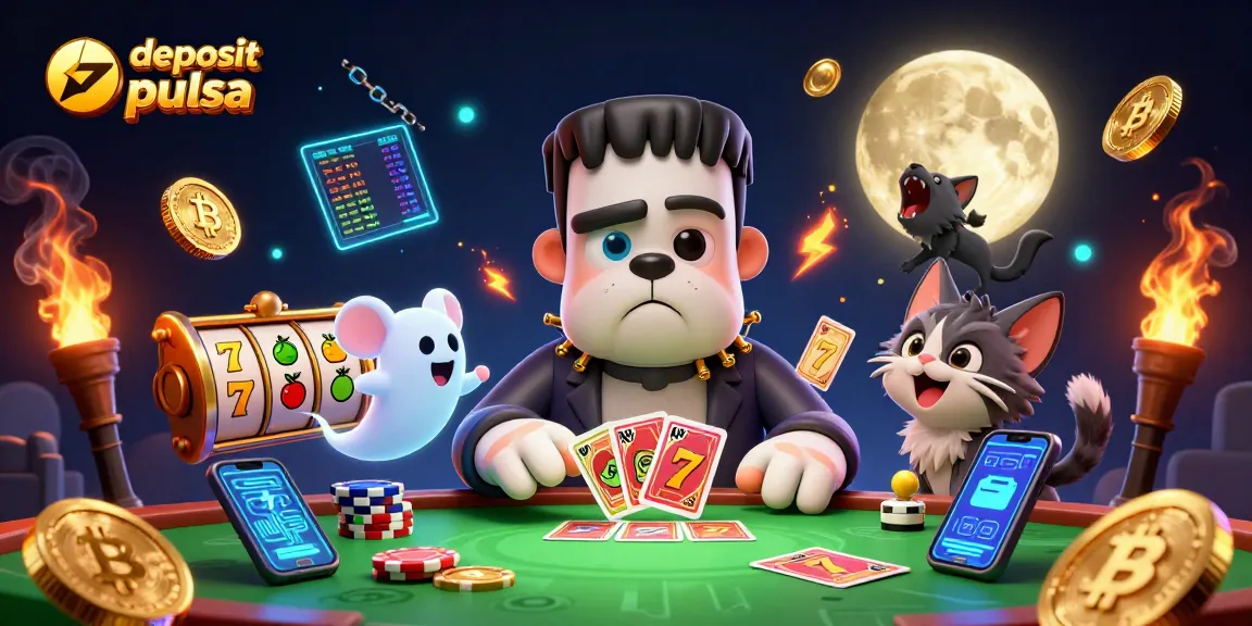 Menangkan slot deposit pulsa dengan ilustrasi kasino digital yang menarik dan penuh warna.