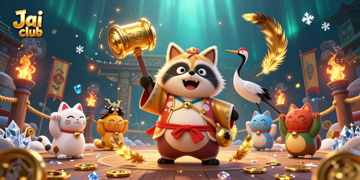 Join the thrilling Jai club games with vibrant characters and casino elements in an exciting scene.