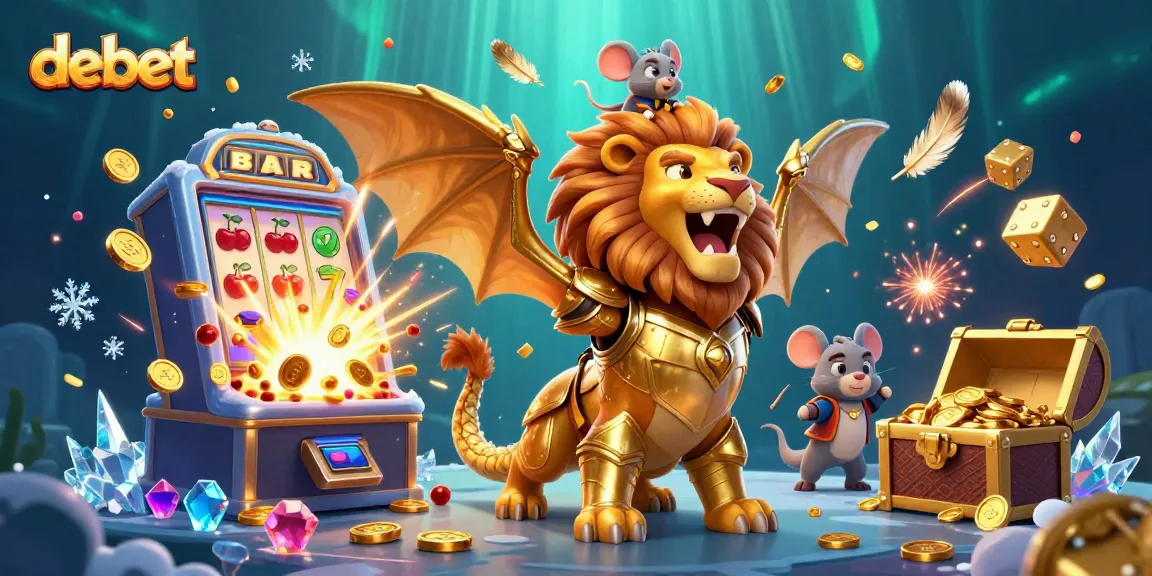 Experience thrilling wins at Debet with a vibrant 3D casino scene full of excitement and action.