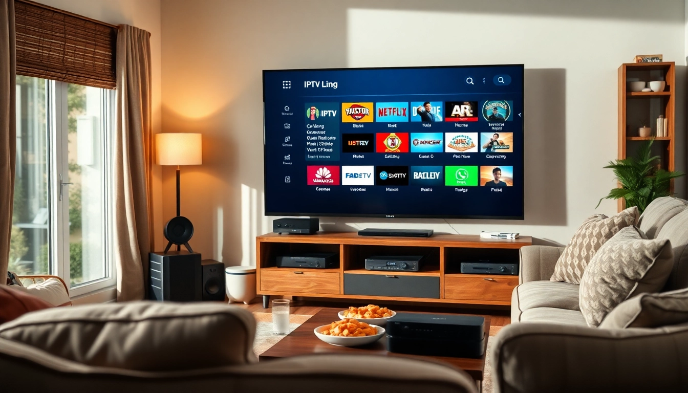 Watch IPTV Free Trial No card setup in a cozy, inviting living room.
