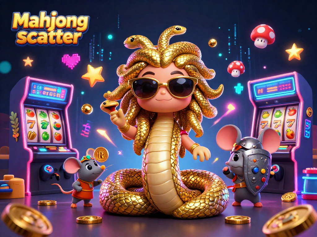 Engage with mahjong scatter and experience dynamic slot machines, glowing arcade games, and vibrant casino elements.