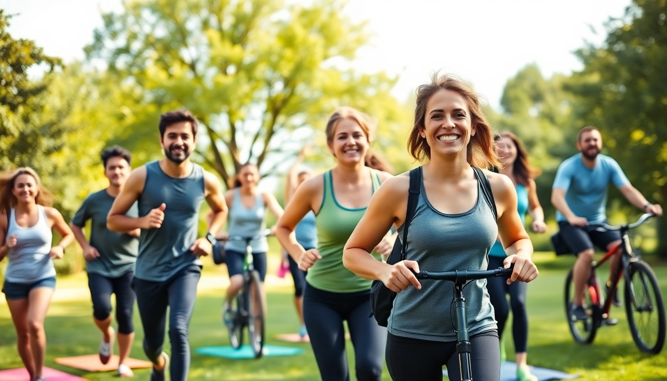 Promoting a Healthy Life through outdoor fitness activities in a vibrant park.