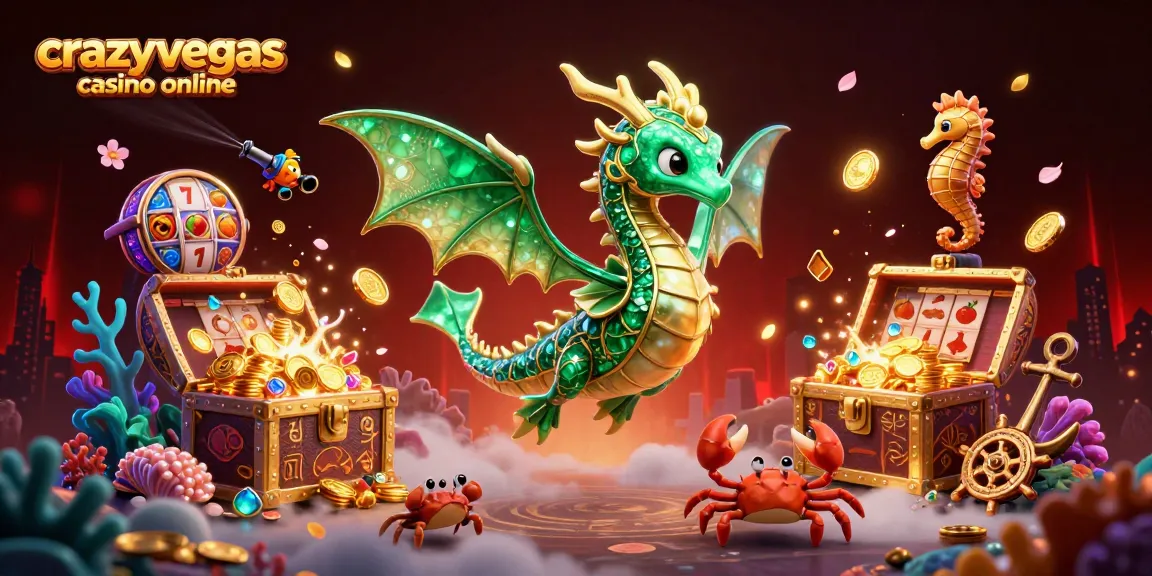Engage with crazyvegas casino online in this vibrant 3D scene featuring mythical sea creatures and exciting slot elements.