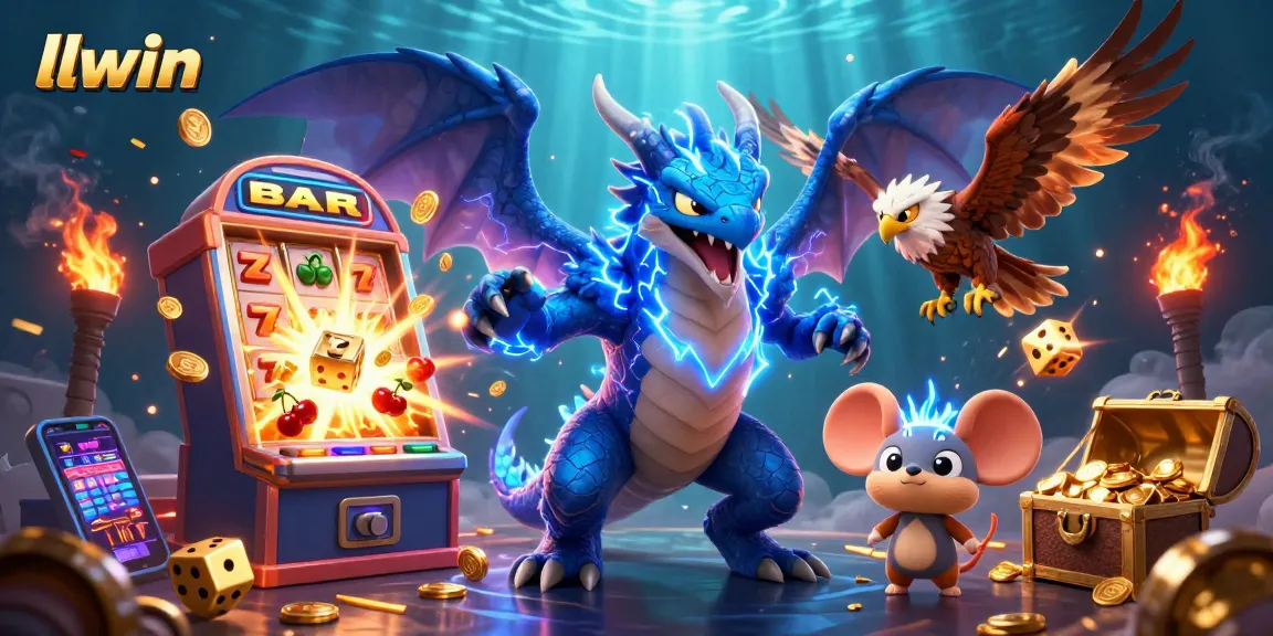 Experience thrilling action at LLWIN with vibrant symbols and dynamic characters in a casino fantasy scene.