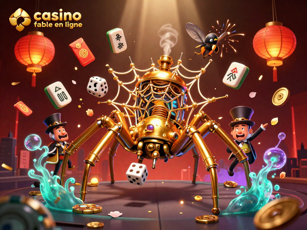 Vivez l'expérience d'un casino fiable en ligne avec une araignée steampunk fascinante et des éléments de jeu dynamiques.