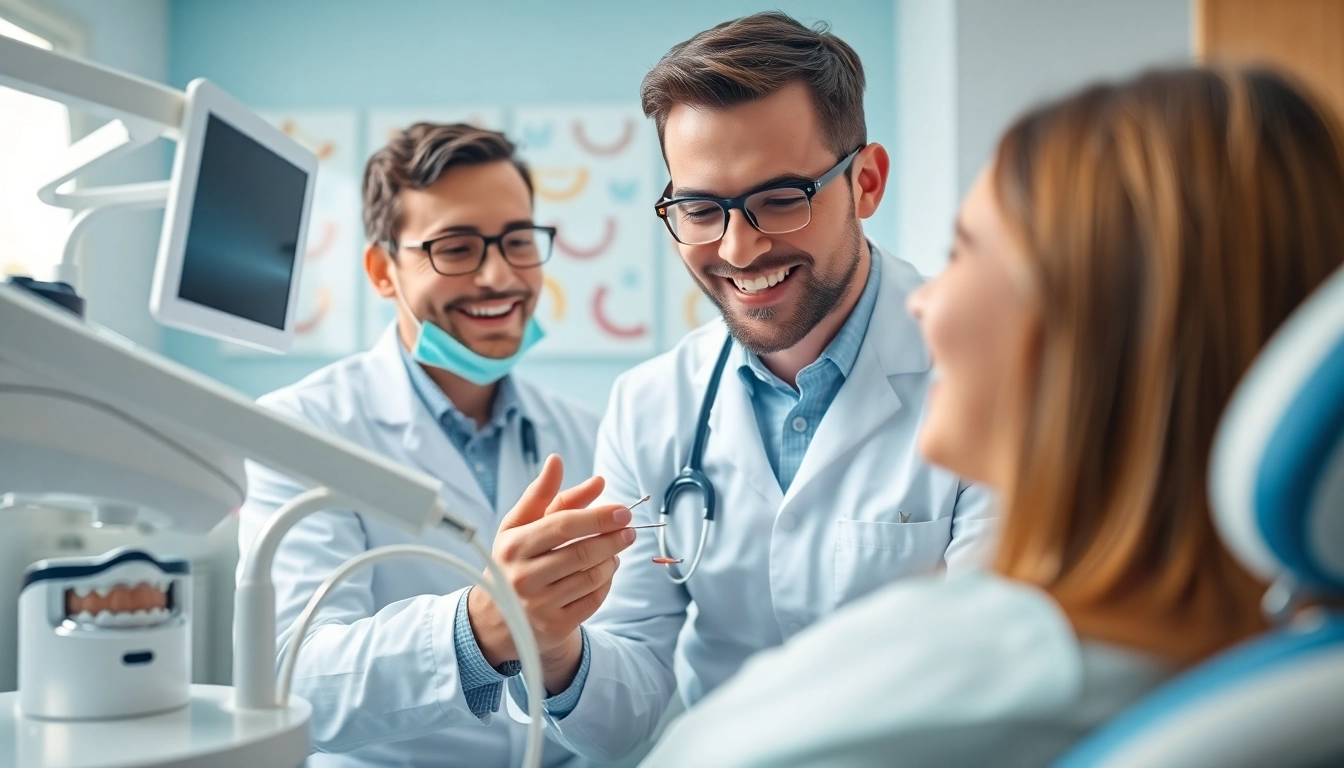 Orthodontist near me providing consultation in a modern dental clinic setting.