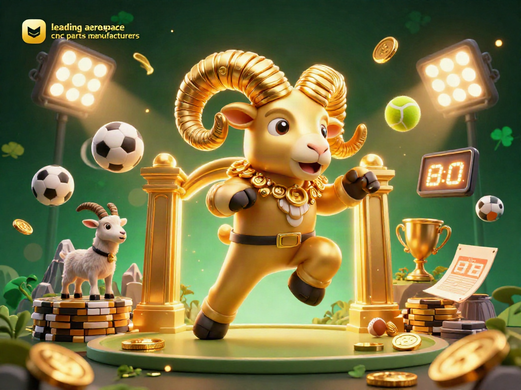 Leading aerospace cnc parts manufacturers celebrate with unique sports-themed casino elements in a vibrant scene.