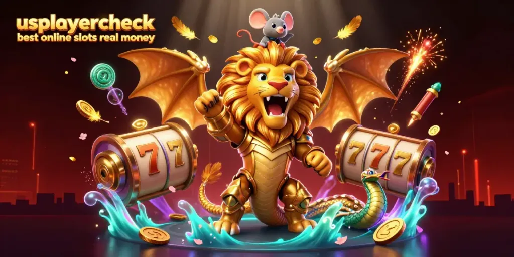 Spin the reels with usplayercheck best online slots real money amidst a mythical golden chimera and winning elements.