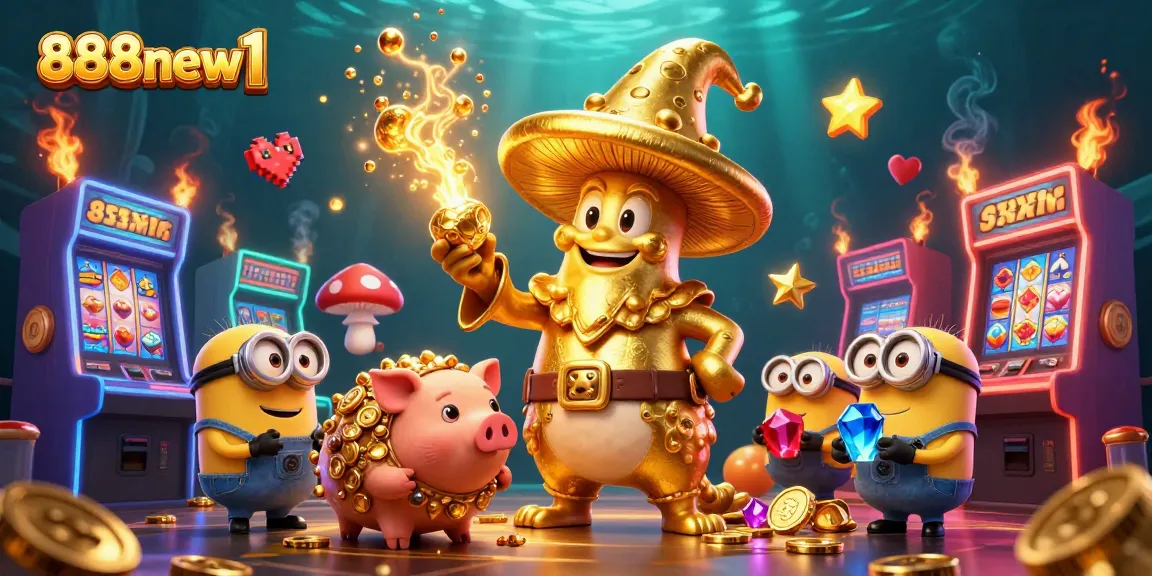 Engage in thrilling gaming at 888new1 with enchanting golden wizard and treasure-seeking truffle pig.