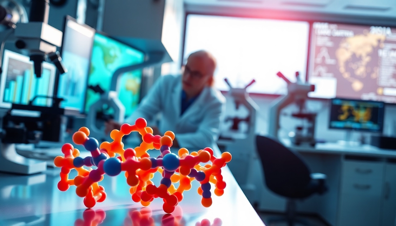 Investigating amc peptide structures in a professional lab with advanced technology.