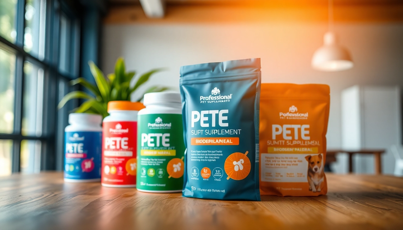 Showcasing innovative pet supplement packaging with eco-friendly materials and vibrant design.