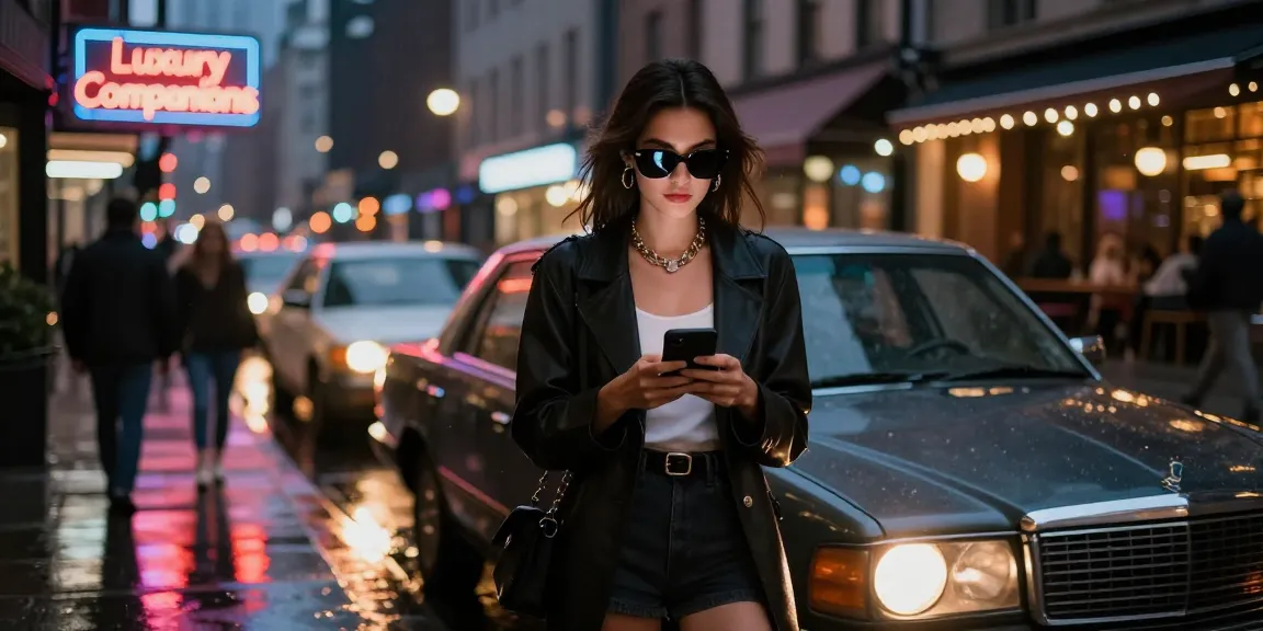 Gái gọi trong không gian phố thị nhộn nhịp với đèn neon sáng rực.