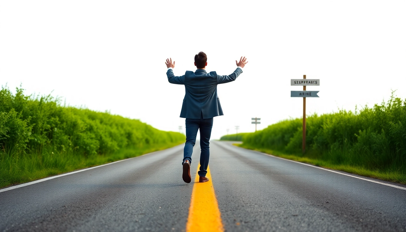 Journey to Find my true Calling with an individual standing at a symbolic fork in the road.