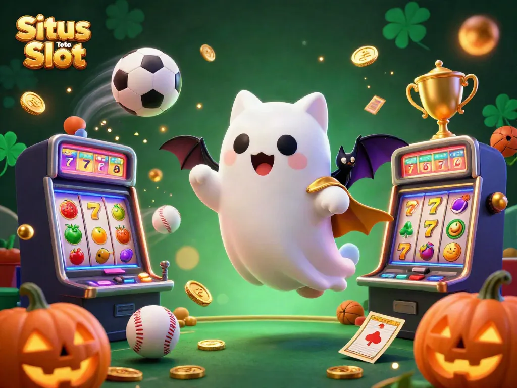 Permainan seru Situs Toto Slot dengan kucing hantu dan elemen slot yang memikat.