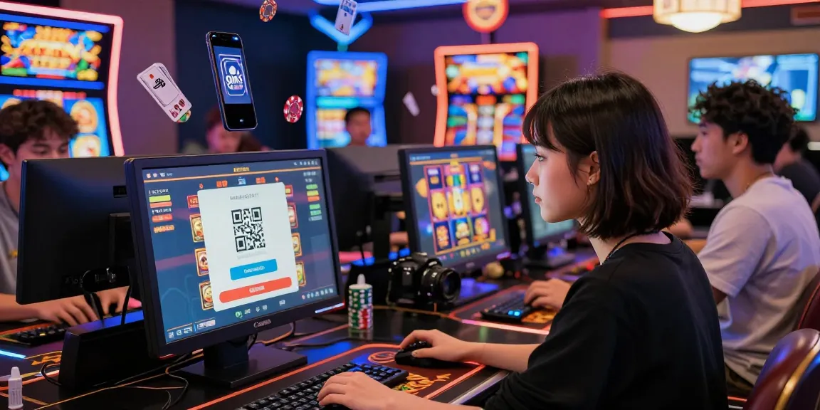 Players using slot qris for online gambling in a vibrant digital casino setting